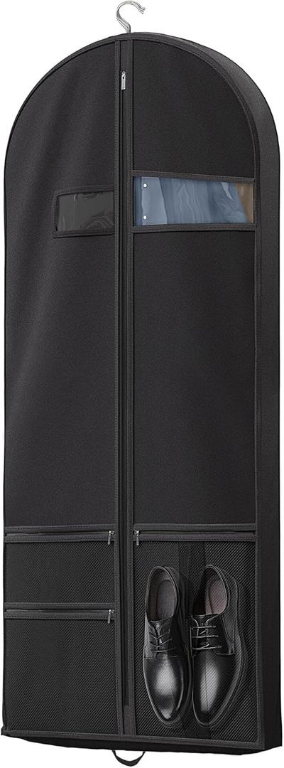 Travel Garment Bag with Zipper Pocket, Suit Bag for Suits, Dresses, Coats
