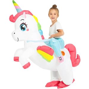JUROSAICA Unicorn Costume Girls Inflatable Costume Kids Ride On Deluxe Blow up Halloween Costume Toddler For 2-3 Years Old Boys Cosplay Party XS