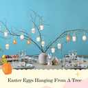 RoundFunny 24 Pcs White Gold Neutral Easter Egg Ornaments Tree Decoration Plastic Speckled Egg Hanging Ornament Bulk 2.36'' Rustic Easter Decorations for Basket DIY Crafts Holiday Party Favors