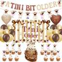 Espresso Martini Decorations Kit  A Tiny Bit Older Gold Brown Glitter Banner, Cake Topper Balloons Backdrop for Women's Birthday, Bachelorette & Bar Cocktail Themed Party