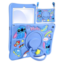 JoySolar for iPad 7th/8th/9th Gen Case - Soft Silicone Cute Cartoon Case with Rotationg Stand & Shoulder Strap, Shockproof Cover for Kids Girls Boys, Blue