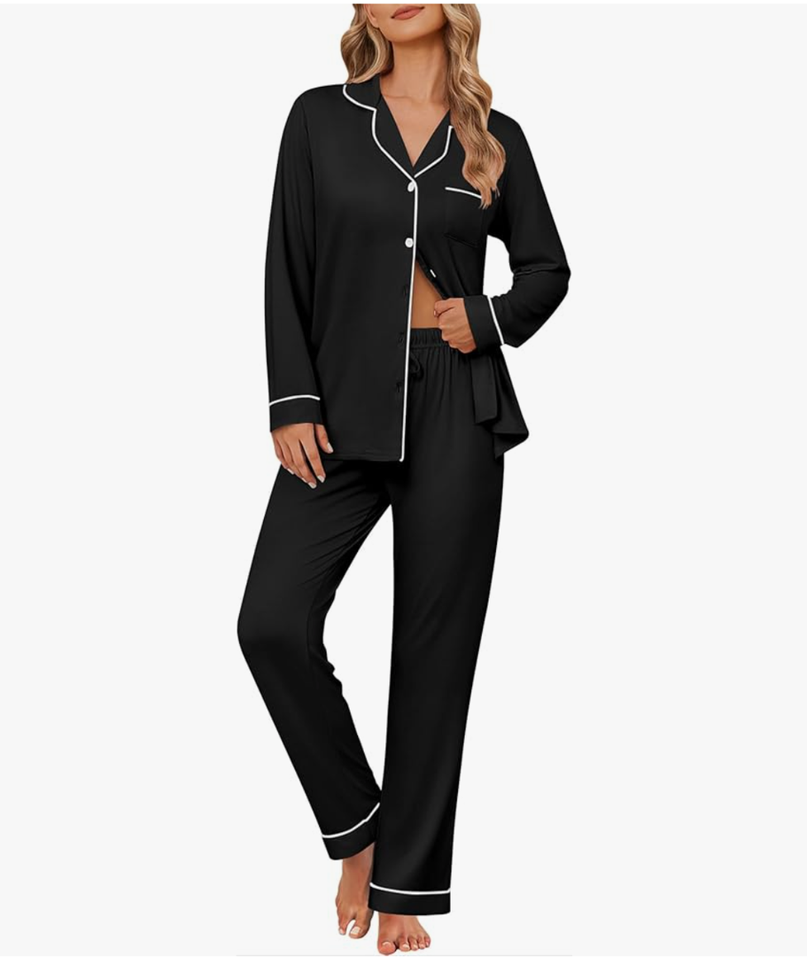 Women's Pajama Sets Soft Button Down Pj Sets 2 piece Long Sleeve and Pants Loungewear Set 2XL