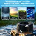 Ethernet Cable 25ft For Cat6/Cat5E, 40Gbps Support Cat8/Cat7, 24AWG Pure Copper, UL Certified Network Cable, Direct Burial Waterproof & UV Resistant, High Speed RJ45 LAN Cord -POE/Modem/Router, Black