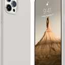 JELE Shockproof Designed for iPhone 12 Pro Max Case, Liquid Silicone Phone Case with [Soft Anti-Scratch Microfiber Lining] Military Grade Drop Protection Slim Thin Cover, 6.7 inch, Stone