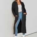 Caracilia Womens Long Cardigan Sweaters 2025 Fall Open Front Coat Long Sleeve Cable Knit Maxi Outerwear Trendy Jacket Clothes (Black, L)