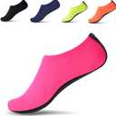 JACKSHIBO Water Shoes for Women Men Swim Shoes Water Socks for Cruise Essentials Swimming Aqua Beach Pool Yoga Surf,  Pure Pink) Small