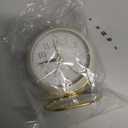 Metal Desk Clock, Retro Bedroom Table Vintage Analog Alarm Clock, Silent Non-Ticking Gold Clock, Bedside Dcor(Milk White)