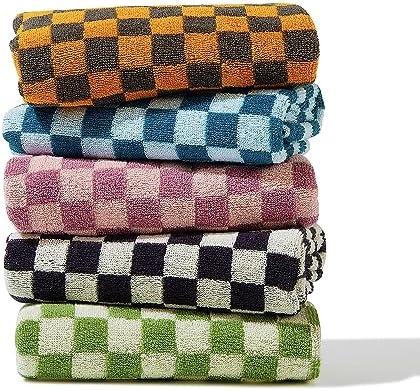 Madi-Cadi Hand Towels 5 Pack - Cotton Face Towels Soft, Absorbent, and Decorative Checkered Design for Bathroom, Kitchen, Gym, and Spa - 13 x 29 Inches for Any Occasion