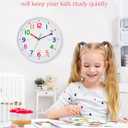 Silent Kids Wall Clock Non-Ticking, Battery-Powered, Ideal for Teaching Time and Stylish Dcor in Any Room - 12 Inch