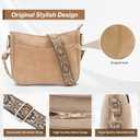 Vegan Leather Crossbody Bags for Women, Medium Cross Body Purse with Wide Adjustable Strap LightWeight (Khaki)