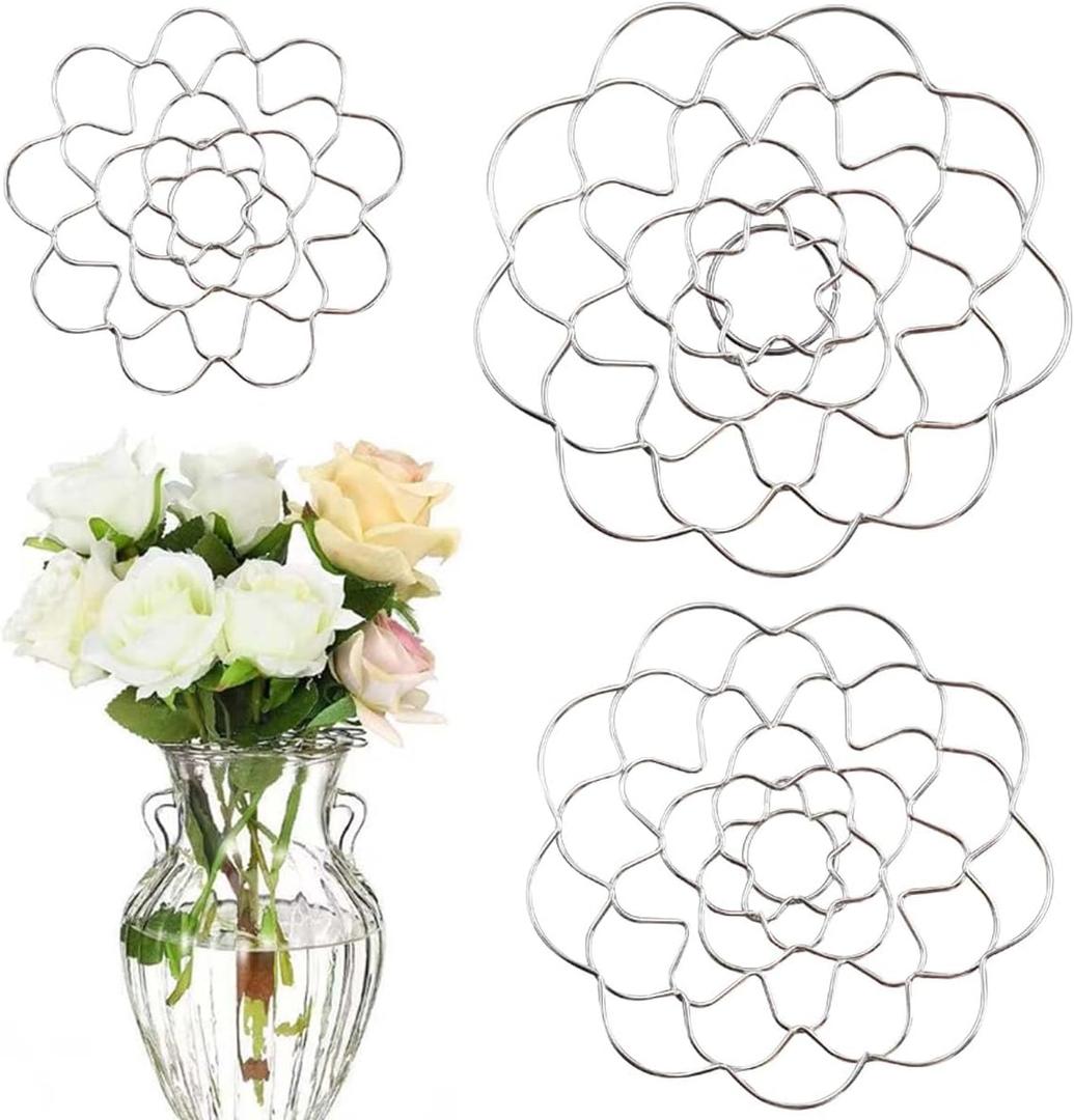 Eyech 3PCS Flower Arrangement Holder, 4", 5", 6" Metal Flower Frogs for Vase Bendable, Reusable Floral Grid for Vase, Flower Vase Separator for DIY Floral Display
