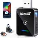 Visoud 2026 Upgraded Android Auto & Carplay Wireless Adapter for iPhone, One Click Switching, Bluetooth 6 & 5.8GHz WiFi, Real Plug & Play, USB-A/ C for 2016+ Cars.