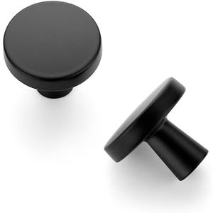 JOY DECOR 10 Pack Matte Black Kitchen Cabinet Knobs Solid 1-1/4 Inch Drawer Pulls Cabinet Hardware for Dresser Drawers Round Cupboard Door Knobs Simple Dresser Handles