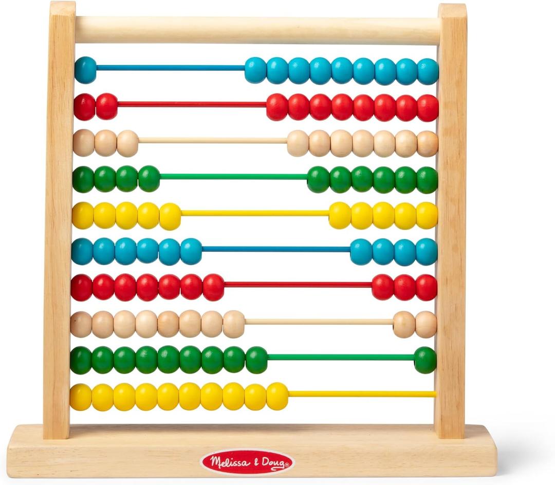 Melissa & Doug Abacus Classic Wooden Toy with 100 Beads - Preschool Learning Activities and Math Games for Kids, Homeschool Essentials for Ages 3+