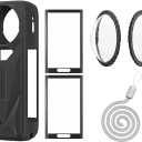 Insta 360 X5 Lens Guards Cap Silicone Case and Screen Protectors Compatible with Insta360 X5 Black (Black)