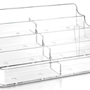 Jutom 1 Pcs 8 Pocket Acrylic Business Card Holder 7.68 x 3.43 x 3.82 Inch Multi Business Card Holder Display Clear Stand Card Organizer for Desk Literature Flyer Pamphlet