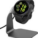 EZCO Charger Dock Compatible with Garmin Vivoactive 5 4 4S 3/3 Music/Venu Sq/Venu/Venu 3S 3 2S 2, Premium Aluminm Charging Cable Stand Base Station USB Date Syn for Fenix 7 7S 7X 6 5 Smartwatch (Black)