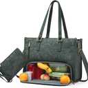 LOVEVOOK Lunch Tote Bag for Women, 15.6 Inch Laptop Bag with Insulated Lunch Compartment, Quilted Large Capacity Computer Handbag with Purse for Business, Work, Nurse, Office, Collage, Casual