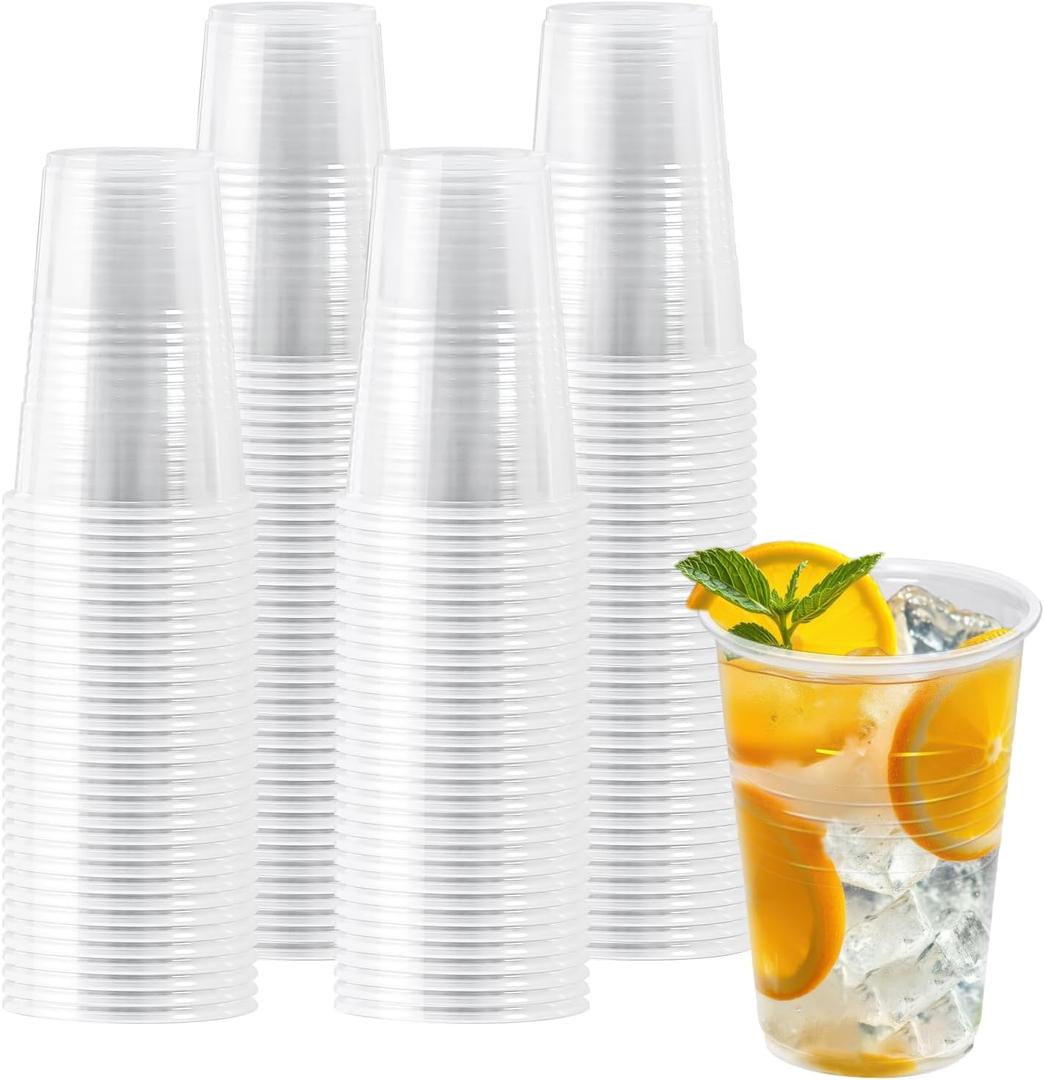 200 Pack 9 oz Plastic Cups, Clear Plastic Cups Disposable, Clear Cup Cold/Hot Drinking Cup for Party, Wedding, Graduation, Travel, Holiday, Events, Birthday