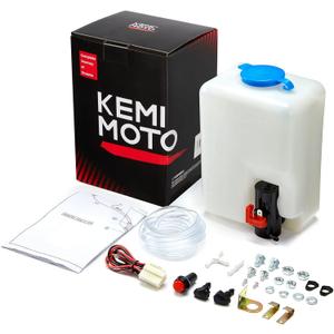 KEMIMOTO Universal Car Windshield Washer Pump Washer Fluid Reservoir Bottle Kit with Pump Jet Button Switch 12V Windshield Tank