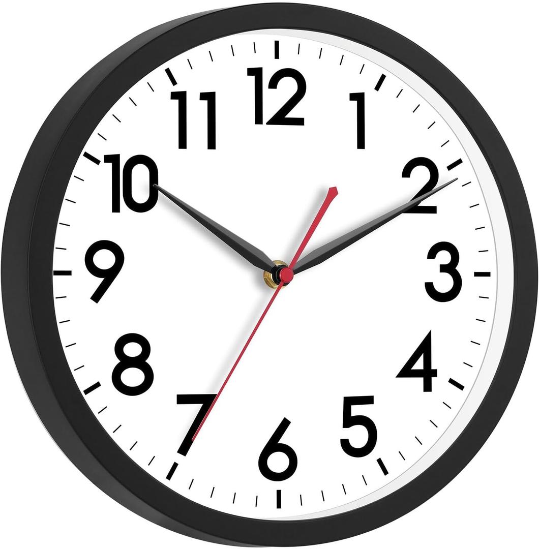 AKCISOT Atomic 12 Inch Wall Clock Analog Clocks for Indoor Kitchen, Battery Operated Clock for Bedroom Office Classroom Living Room(Black)