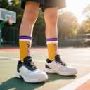 Boys Socks,Basketball Baseball Softball Football Athletic Socks Team Color Gifts for Youth Ages 8-12 (La-gold)