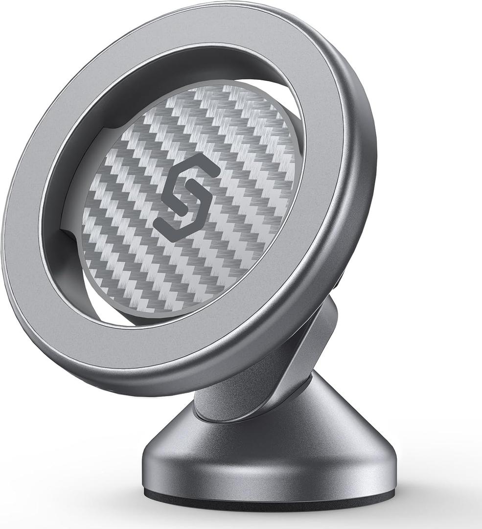 SYNCWIRE for MagSafe Car Mount - Kevlar Material Magnetic Phone Holder for Car Dash,360 Rotation Strong Magnets Car Phone Holder Compatible iPhone 17 Pro Max Air 16 15 14 13, MagSafe Car Accessories