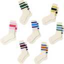 Fszsaa Fun Novelty Retro Striped Crew Socks For Women Sporty Calf Casual Cotton Tube Socks Women (7pack for Week Plan a)