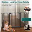 Dog Gate Indoor - 27"-47" Adjustable Extra Wide Metal Short Dog Gate to Step Over, 16" Tall Small Pet Gate, Pressure Mounted for Doorways & Stairs (Black)