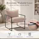 Modern Accent Chair, Upholstered Reading Sling Chair with Metal Frame and Soft Cushion,Stylish Lounge Armchair for Living Room, Bedroom or Office Seating, Oatmeal