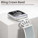 3 x Braided Stretchy Bands with Magnetic Clasp for Apple Watch Band 40mm 38mm 41mm 42mm 44mm 45mm 46mm 49mm, Bling Crown Designer Soft Nylon Sport Solo Loop for iWatch Series 10 9 8 7 6 5 4 3 Ultra 2 1 SE (HH-Seashell color)