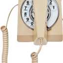Corded Vintage Wall Phone, Ivory Wall-Mounted Landline Phones with Redial, Old Fahsion Rotary Dial Telephone Set for Home/Office/Hotel/School, Antique Decorative Trimline Phone