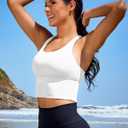XUNYU Sports Bras for Women High Support Longline Workout Tank Tops Built in Bra Padded Strappy Yoga Crop Top Cross Gym (White, Medium)