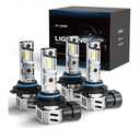 FRANXI 9005/HB3 9006/HB4 Bulbs Combo Fog Lights, 120W 32000LM Super Bright 6000K Cool White, 1:1 Design with Cooling Fan, Plug and Play, Pack of 4