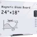 Mifuro Magnetic Glass Whiteboard24"x18" Wall Mounted Frameless Dry Erase Board for Office, Home & School Ultra White