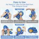 Interactive Dog Toys Octopus,Durable Automatic Jumping Dog Toy to Keep Them Busy,Squeaky Moving Tug of War Doggie Toy,USB Rechargeable,Not for Aggressive Chewers (Blue)