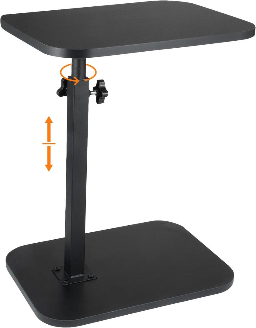 GENDLTHIJ C Shaped End Table for Couch Sofa, 360° Swivel Height Adjustable TV Tray for Small Spaces, Livingroom Bedroom College Dorm Hospital (Black)