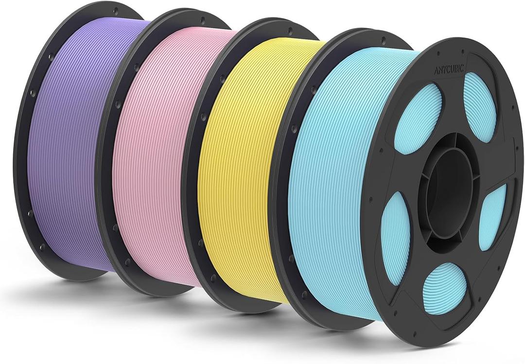 ANYCUBIC Matte PLA Filament Bundle 4KG, 3D Printing PLA Filament 1.75mm Dimensional Accuracy +/- 0.02mm, 1KG Reusable Spool, Purple + Sakura Pink + Ice Blue + Yellow