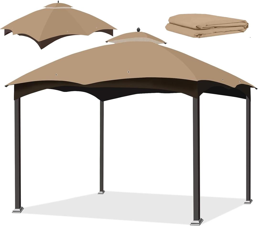 10x12 Gazebo Replacement Canopy Top with Air Vent for Lowe's Allen Roth 10x12 Gazebo, Heavy Duty 10ft x12ft Gazebo Top Roof Double Tier Gazebo Cover Waterproof