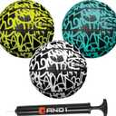 AND1 Mini Basketball 3 Pack Set for Kids (Deflated w/Pump Included): - Size 3 7-Inch Premium Youth Size Basketballs, Easy to Grip (Graffiti)