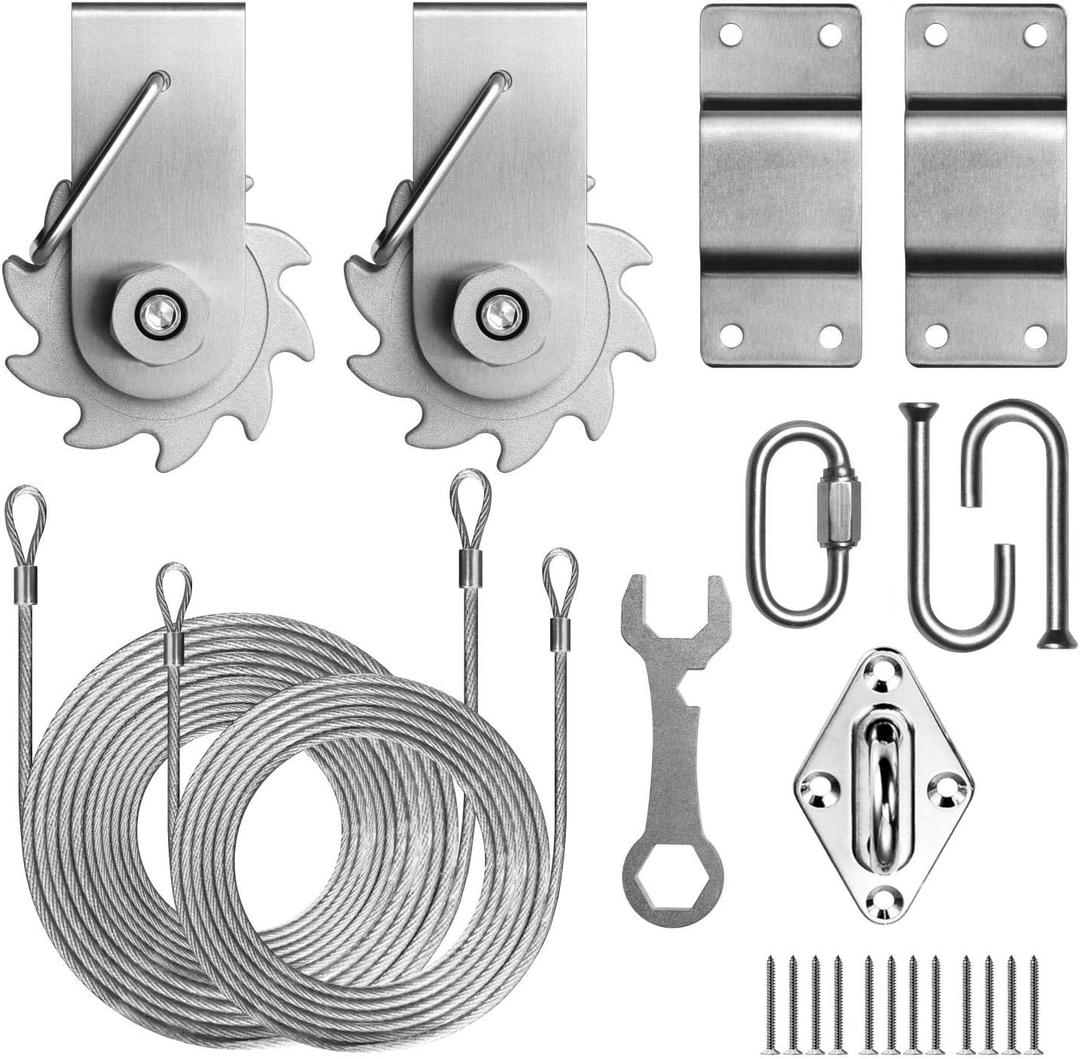 ColourTree Hardware Kit Winch Set for Triangle Sun Shade Sails Canopy, Easy-Tensioning, 316 Military-Grade Stainless Steel(Winch + Hardware Kit + Cables)