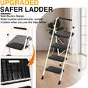 Arbusb Step Ladder, Folding Steel Ladder with Handrail & Wide Pedals
