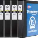 Avery Economy View 3 Ring Binders, 1.5" Round Rings, 4 Black Binders (19204)