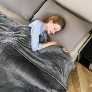 Electric Heated Blanket Queen Size, Fast Heating Blanket Soft Velvet Flannel for Winter, 4 Heating Levels 10 Hours Auto-Off, ETL Certified Dual Controllers, Machine Washable, Grey, 84" x 90"