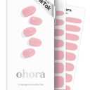 ohora Semi Cured Gel Nail Strips (N Cream Pink) - Pink, Solid, Works with Any UV/LED Lamps, Salon-Quality, Long Lasting, Easy to Apply & Remove - Includes 2 Prep Pads, Nail File & Wooden Stick