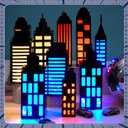 24Pcs Hero Party Favor Boxes Skyscraper City 3D Box with Lights Skyline Buildings Treat Boxes Super Themed Hero Party Centerpiece Decorations for Boys Girls Birthday Heroes Party Supplies (Colorful)