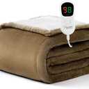 Homemate Heated Blanket Electric Throw - 50"x60" Heating Blanket Throw 1/2/4/6/8 Hours Auto-Off 10 Heat Level Over-Heat Protection Flannel Sherpa ETL Certification