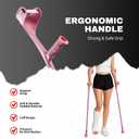 LILICANES Forearm Crutches for Adults, Adjustable Walking Crutches 28.3 to 37.4 Inches, Lightweight Aluminum Crutch Pair with Ergonomic Grip, Comfortable Support and Non-Slip Rubber Tips Pink 1Pc