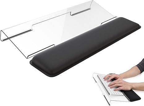Laborio Computer Keyboard Wrist Rest Stand for Desktop, Keyboard Holder for Easy Typing with Wrist Pad for Office Desk, Home, School (Clear)
