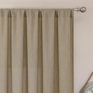Simplebrand Taupe Semi Sheer Faux Linen Textured Curtains 54 Inch Length 2 Panels Set, Rod Pocket Farmhouse Short Curtain Drapes for Dinning Small Windows Bathroom Bedroom, Each 40Wx54L in, Taupe